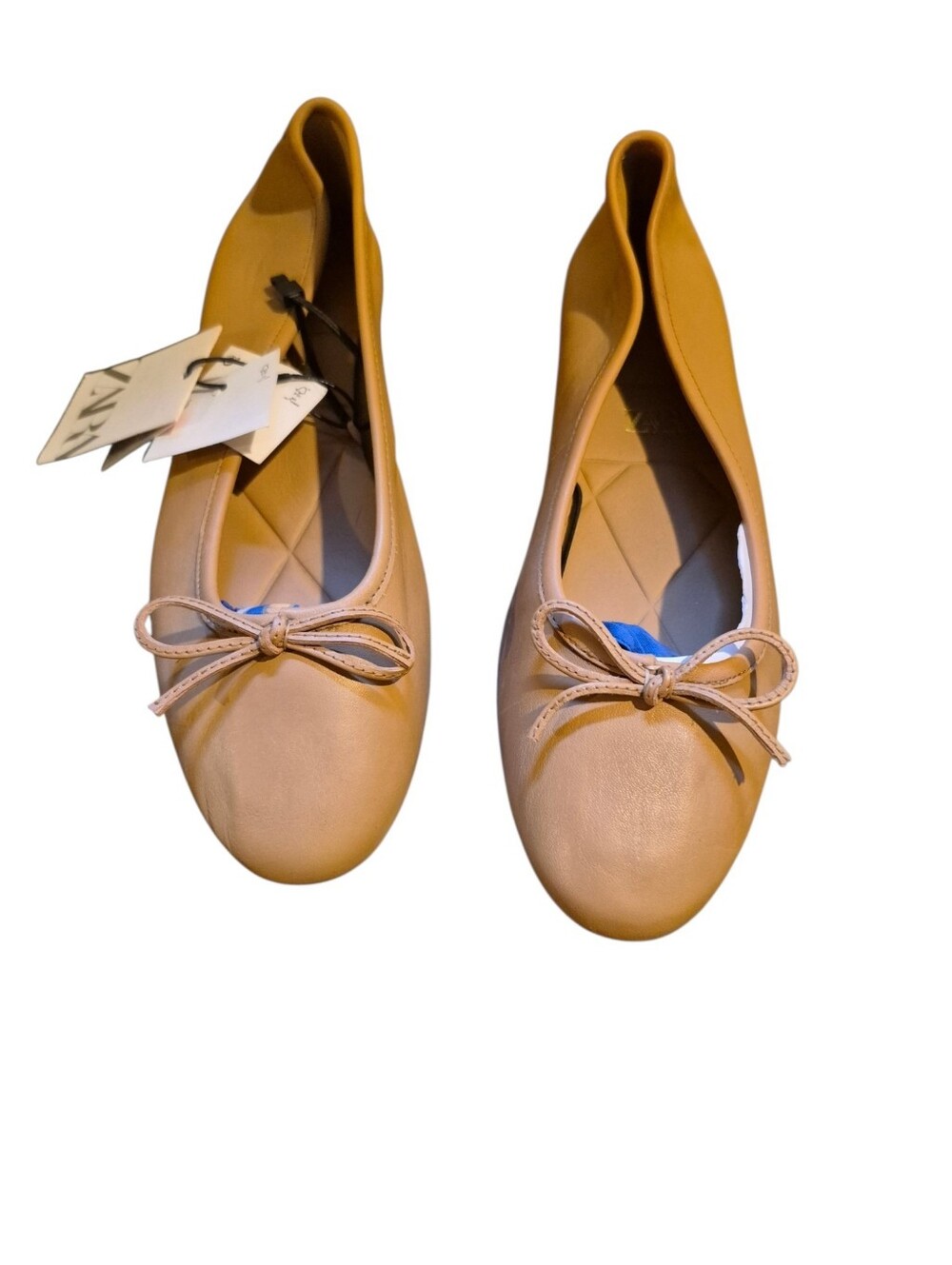 Zara Women's Ballet Flats in Cognac Brown Classic Home Or Office. 100% Leather - Picture 7 of 11